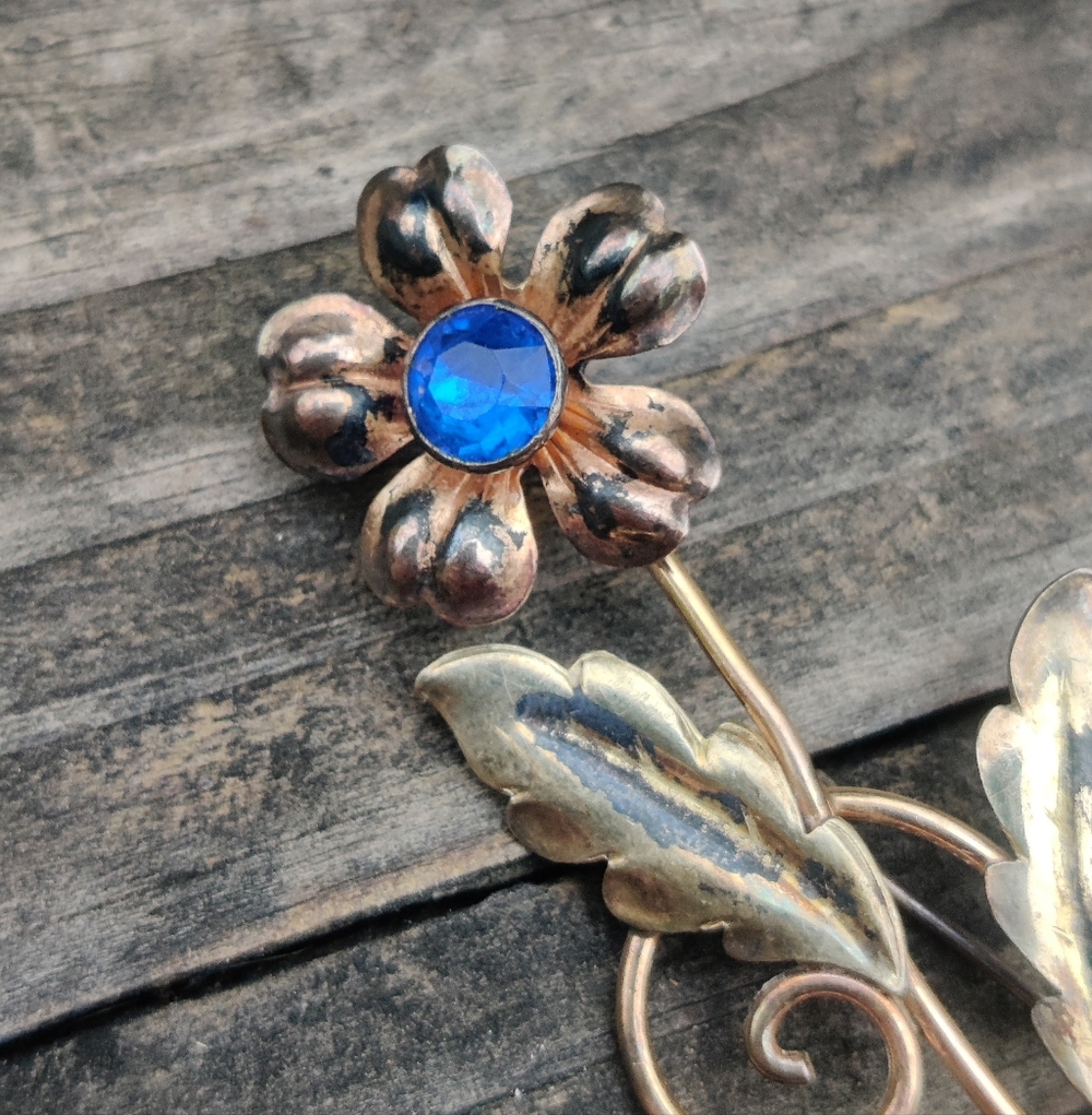 Vintage Van Dell 12k GF Over Sterling Flower Pin - Picture 3 of 7